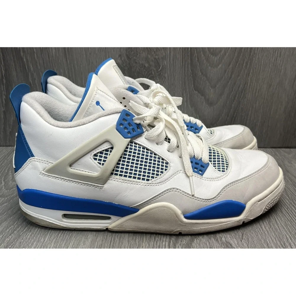 Nike Air Jordan 4 Retro Shoes Mens Size 12 Blue Military Sneakers 308497-105